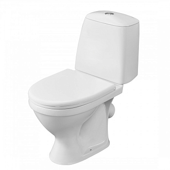 Унитаз-компакт "Соната" косой выпуск, 1 сорт, с кнопочной арматурой и сиденьем  SANTERI