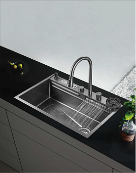 Кухонная мойка многофункциональная ПРОФСАН PSM-9945ST готовое решение со смесителем, нержавеющая сталь