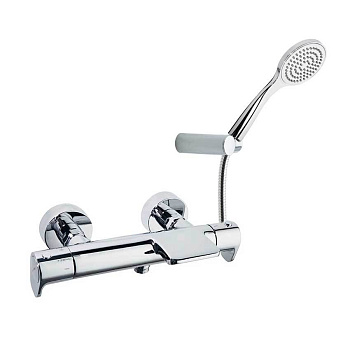 Термостатический смеситель для ванны наружнего монтажа с каскадным изливом и душевым комплектом ALEX