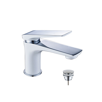 Allegro Смеситель для раковины, монолит.излив 84мм дон.клап.Click/C, р/ОД, хром/белый, LM, LM5906CW