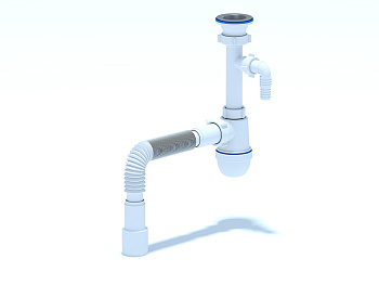 Сифон для мойки АНИ Пласт C0315 1 1/2 дюйма 40 с отводом для стиральной машины с гибкой трубой 40х40/50