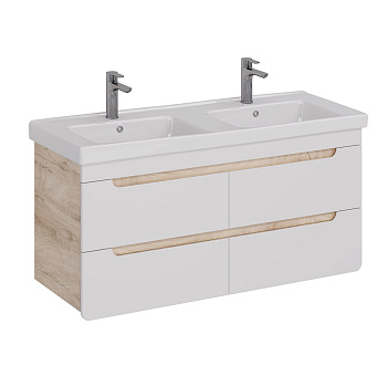 Тумба Lemark OLIVIA 125 см под 2 раковины, подвесная,4 ящика, цвет корпуса: Дуб кантри, цвет фасада: