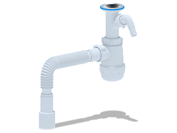 Сифон для мойки АНИ Пласт Грот A2015 1 1/2 дюйма 40 с отводом для стиральной машины с гибкой трубой 40х40/50