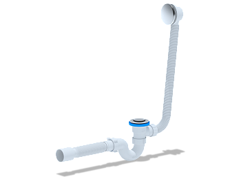 Сифон для ванны АНИ Пласт EC155S 1 1/2 дюйма 40 клик-клак с сеткой с переливом и гибкой трубой 40х50