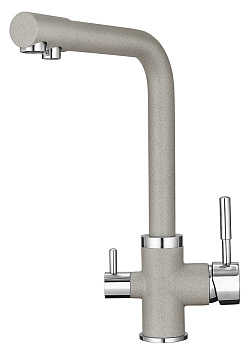 2015, БАЗАЛЬТ Смеситель для кухни однорыч., с подкл. для питьевой воды, сер., GRANULA