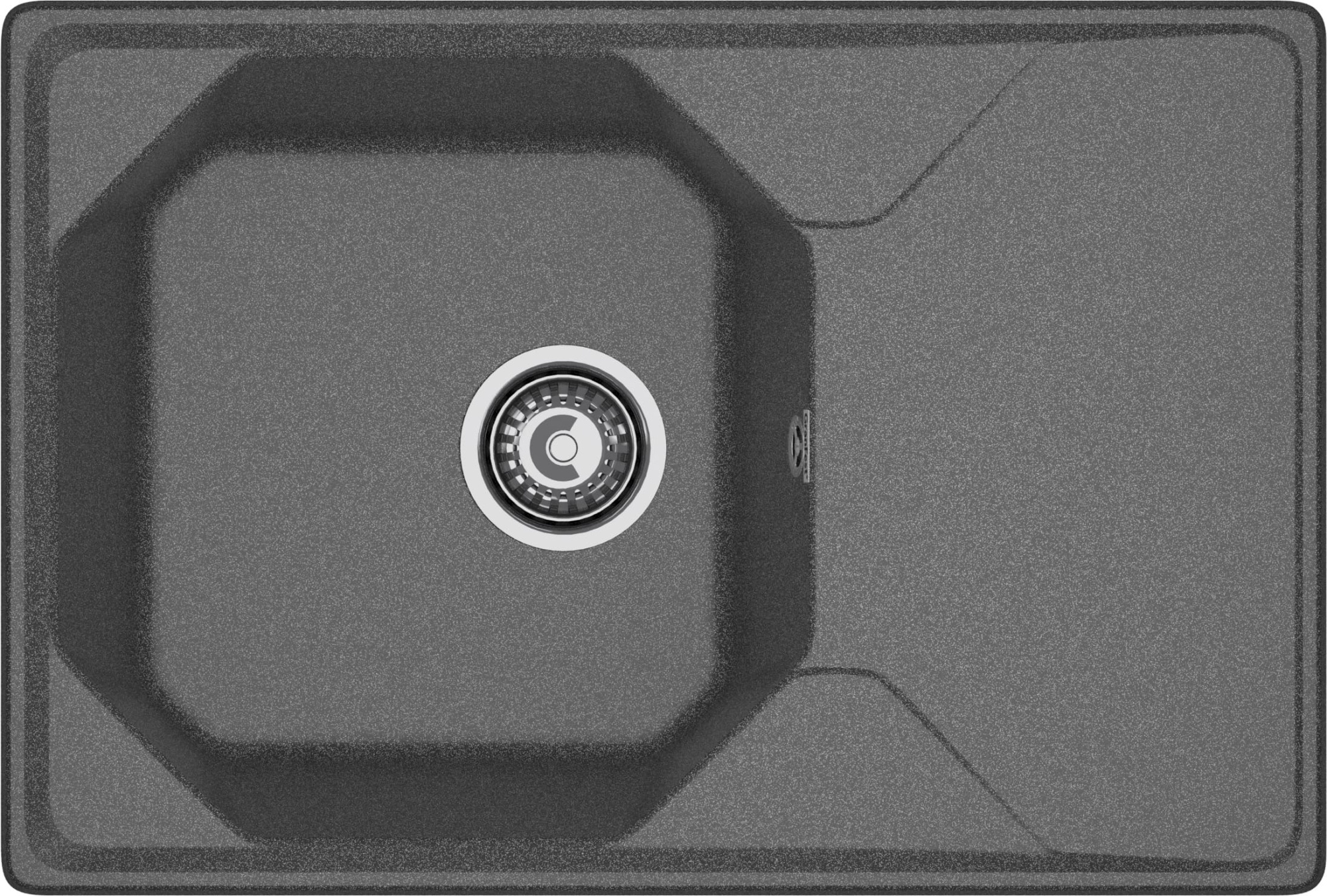 GRANFEST Мойка композит UNIQUE, GF-U-740L, чаш+кр 740*500, графит