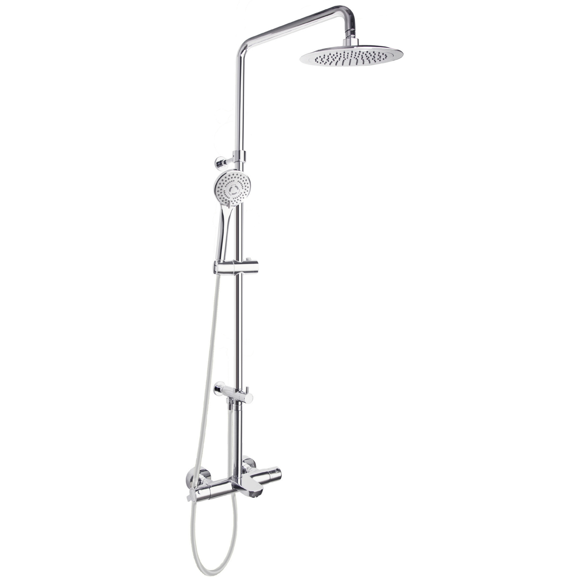 Душевая термостатическая система наружнего монтажа с телескопическим тропическим душем и душевым ком