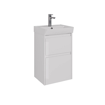 Тумба Lemark COMBI 45 см под 1 раковину, подвесная/напольная, 2 ящика, цвет корпуса, фасада: Белый г