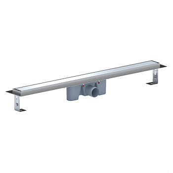 Трап линейный из нержавеющей стали АНИ Пласт TLZ2185G DN50 с комбинированным затвором глянцевой решёткой Штиль 850х65 мм