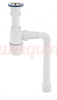 Сифон Элит с удлиненным выпуском, с нержавеющей чашкой D70мм. и гибкой трубой 600мм. (1 1/2- D40/