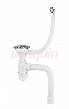 Сифон Элит с нержавеющей чашкой Ø114 мм, с круг. перел. с гофротр. L800 мм (3½- Ø40/50) WIRPLAST