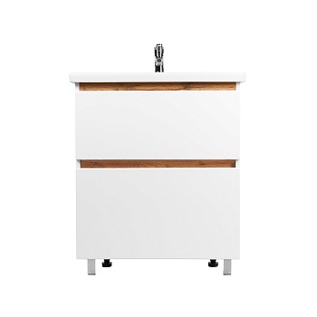Тумба под раковину VIANT МАЛЬТА 60 напольная белый/дуб вотан (VMAL60CO-T2Y)