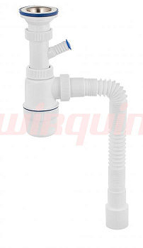 Сифон Элит с нержавеющей чашкой D70мм., с отводом для стиральной машины и гибкой трубой 600мм. (1