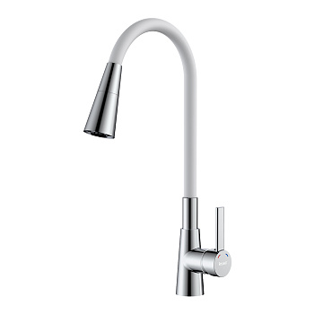 Смеситель ROSSINKA Z35-39-White для кухни с гибким поворотным изливом, белый
