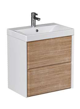 Тумба под раковину VELVEX Gesso 600-0-2 (9696) навесная белый матовый/дуб сонома