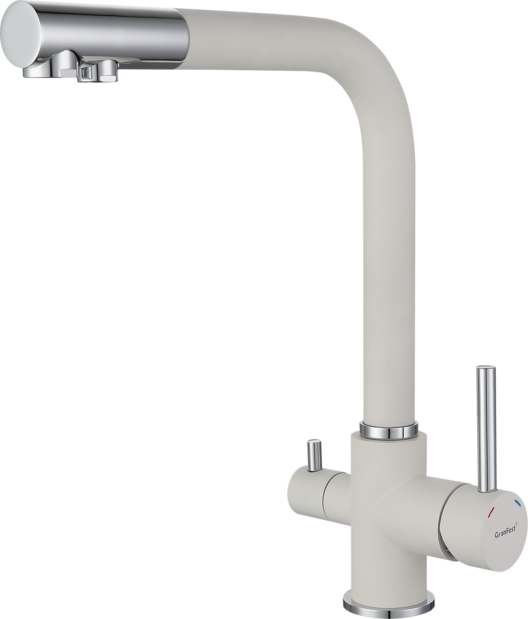 GF Смеситель для кухни, Г-обр. D-35мм с краном питьевой воды (иней)