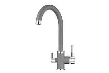 2168, ГРАФИТ Смеситель для кухни однорыч., с подкл. для питьевой воды, черно-сер., GRANULA