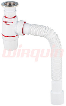 Сифон, WIRQUIN NEO AIR с выпуском 1½  х 40 мм и гофротрубой L800 мм, 40 х 40/50 мм, WIRQUIN