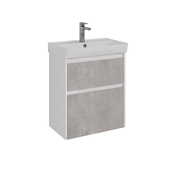 Тумба Lemark COMBI 60 см под 1 раковину, подвесная/напольная, 2 ящика, цвет фасада: Бетон, цвет корп