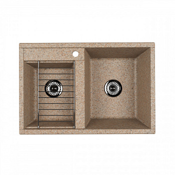 Мойка для кухни  Делия 78 DBL  780x520x218 мм, прямоуг. с крылом, песочный