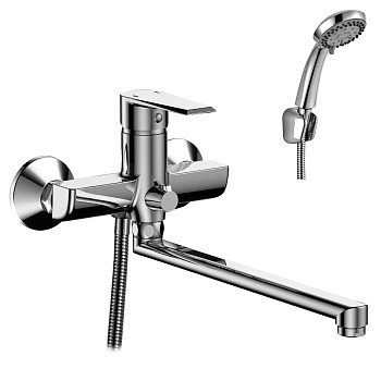 RS28 Смеситель для ванны, плоск.пов.излив 350мм, р/ОД, хром, ROS, RS28-33