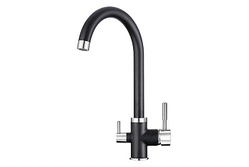 2168, ЧЕРНЫЙ Смеситель для кухни однорыч., с подкл. для питьевой воды GRANULA