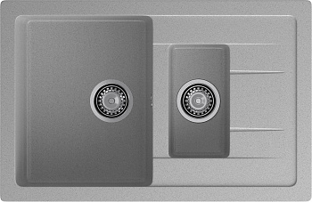 GRANFEST Мойка композит QUADRO GF-Q--775KL 1.5-чаш+крыло 775*500мм   серый арт.GF-