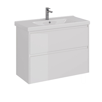 Тумба Lemark COMBI 100 см под 1 раковину, подвесная/напольная, 2 ящика, цвет корпуса, фасада: Белый 