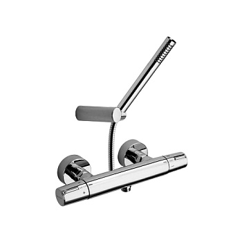 Термостатический смеситель для душа наружнего монтажа с душевым комплектом TZAR 343401DNС никель бра