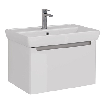 Тумба Lemark BUNO MINI 70 см под 1 раковину, подвесная, 1 ящик, цвет планки: Серый, цвет корпуса, фа