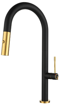 Смеситель для кухни RIVELATO Asti с выдвижной лейкой черный золото (3972500 nero oro)