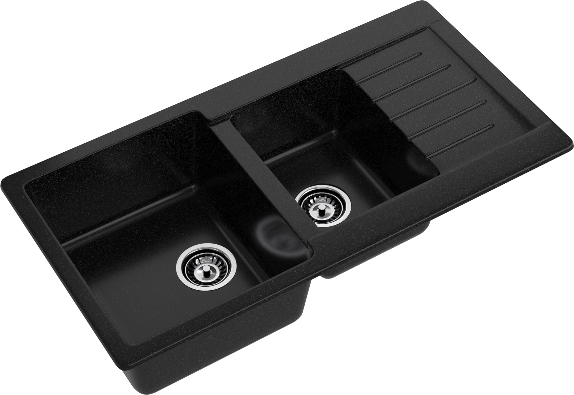 GRANFEST Мойка композит PRACTIK GF-P--980KL  2 чаши с  крылом 980*510 мм  черный  арт.GF-