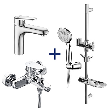  Комплект 3 в 1: POINT Смесители для ванны + для умывальника + душ. гарнитур, хром, LM, LM0380C
