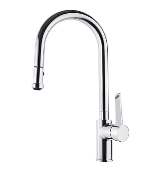 Смеситель высокий для кухни однорычажный с выдвижной лейкой и поворотным изливом KITCHEN 387901V2MC