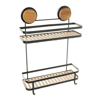 Полка прямая двухэтажная черная-дерево FIXSEN Magic (FX-950B-2)