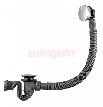 SB600 Сифон автомат для ванны, компактный, слив 62 л/мин, защита троса, самоцентр. прокладка, вентил