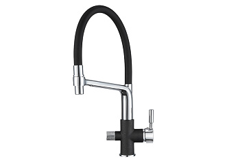 0075, ШВАРЦ Смеситель для кухни однорыч., с подкл. для питьевой воды, черн. метал., GRANULA