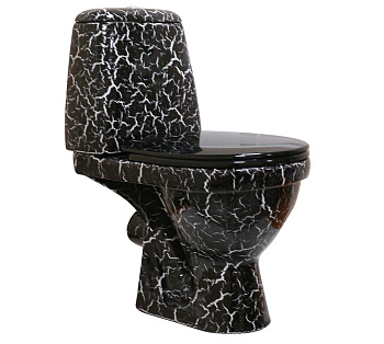 ПРЕМЬЕР Унитаз-компакт с арматурой, сиденьем, креплением, черный кракелюр ROSA