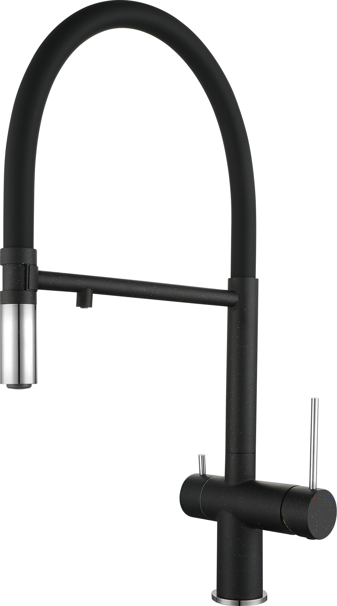 Смеситель для кухни RIVELATO Adria гибкий излив с краном питьевой воды черный хром (1523517 nero cromo)