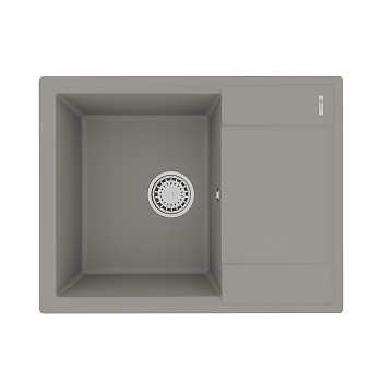 Кухонная мойка Lemark IMANDRA 640 врезная прямоугольная с крылом из кварцгранита, Грей
