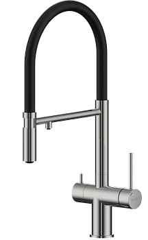 Смеситель для кухни RIVELATO Adria гибкий излив с краном питьевой воды нержавеющая сталь (1523517 BS)