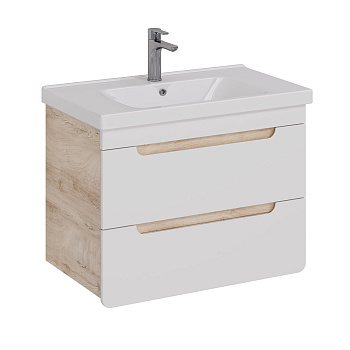 Тумба Lemark OLIVIA 80 см под 1 раковину, подвесная, 2 ящика, цвет корпуса: Дуб кантри, цвет фасада:
