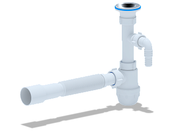 Cифон для раковины АНИ Пласт Юнг BM1316 1 1/4 дюйма 32 с отводом для стиральной машины и гибкой трубой 32х40/50