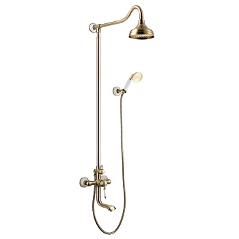 Villa Смеситель для ванны-душа, пов.излив 161мм верх.лейка 'Троп.дождь', р/ОД, бронза, LM, LM4862B