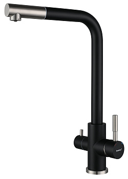 GRANFEST QUARZ  Смеситель для кухни U-обр. с краном питьевой воды D-35мм (черный) 