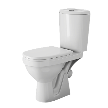 ДОН Унитаз-компакт для людей с огр.возм.,косой вып., б/о,1-я реж.арм-ра,сиденье полипр., белый, ROSA