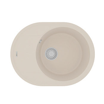 Кухонная мойка Lemark LACHA 620 врезная овальная с крылом из кварцгранита, Шампань 