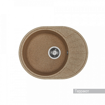 Мойка для кухни  Чезана 568x437x191 мм,круглая с крылом, терракот