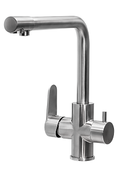 Смеситель для кухни ПРОФСАН ПСМ-300-22 STEEL нержавеющая сталь AISI-304 с подключением фильтра тип С