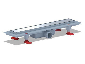 Трап линейный пластиковый АНИ Пласт TL1145G выпуск 40 мм решётка Штиль глянцевая нержавеющая сталь 450 мм